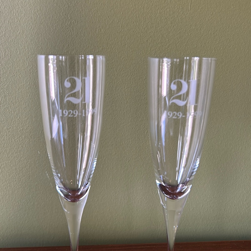 Vintage 21 Club (NYC) Champagne Flutes
